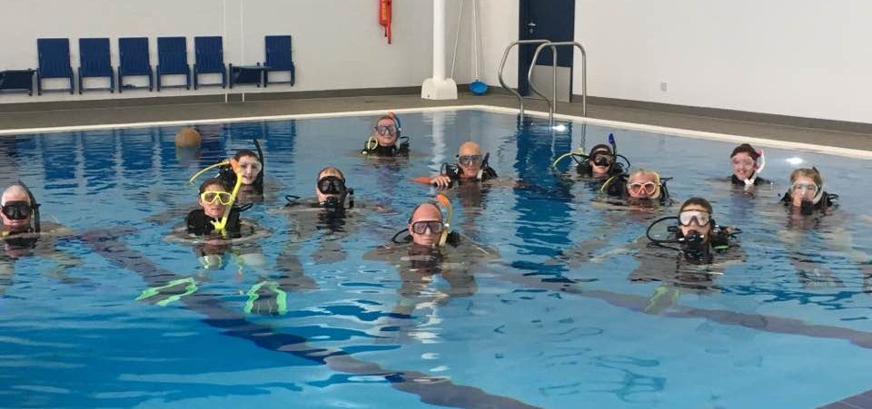 A pool with 13 people on the surface.  Why we teach how we teach started here.