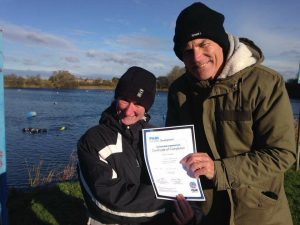 Clare and Steve with Clares certificate.